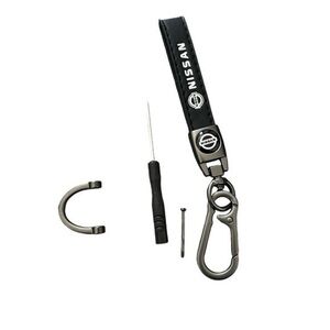 NWT Nissan Leather Keychain Car Key Ring With D Ring Fob Holder